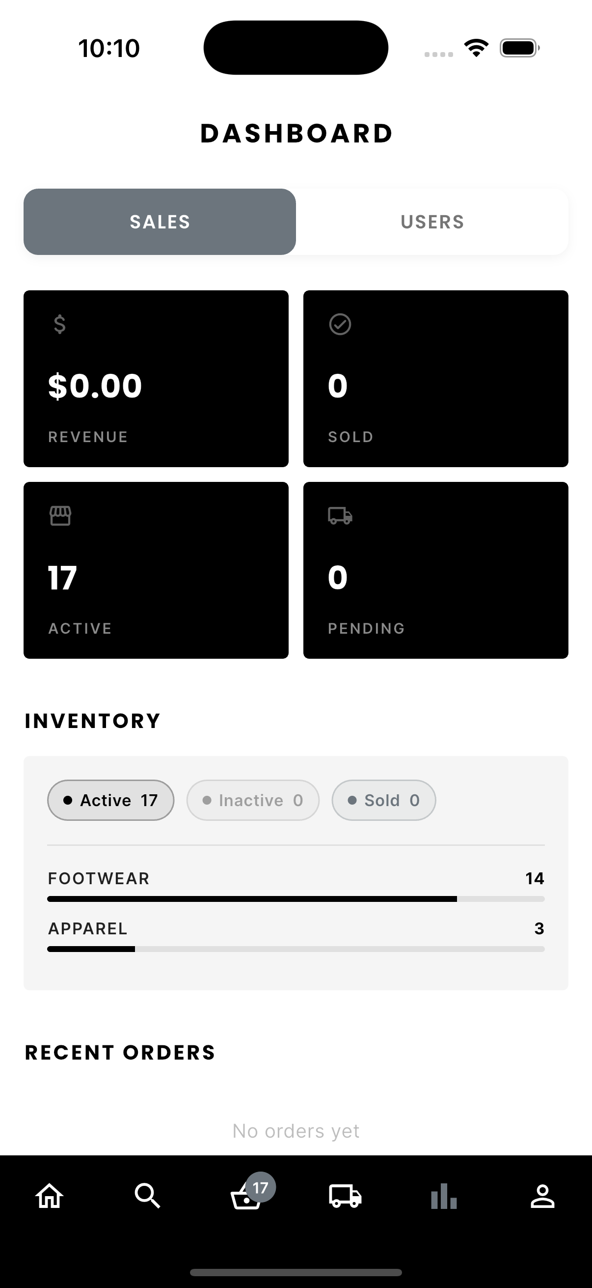 vndy app sales and user dashboard