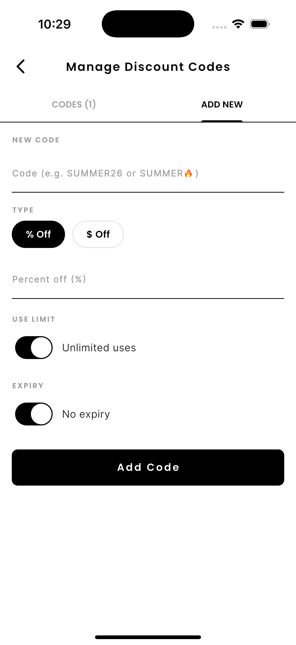 vndy app discount code manager